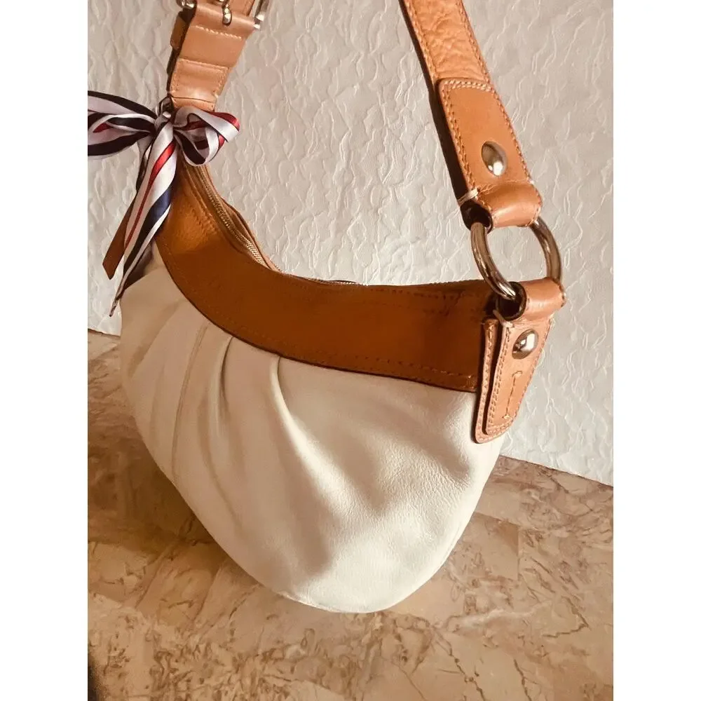 Coach Ergo Pleated hobo/soho white Leather Shoulder Bag F19730